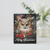 かわいいフクロウハッピーホリデーズクリスマス シーズンポストカード (スタンド正面)
