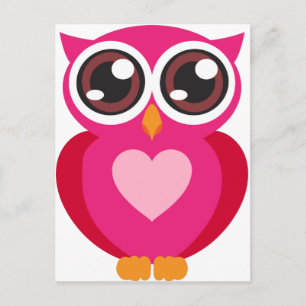 かわいいフクロウハート ポストカード