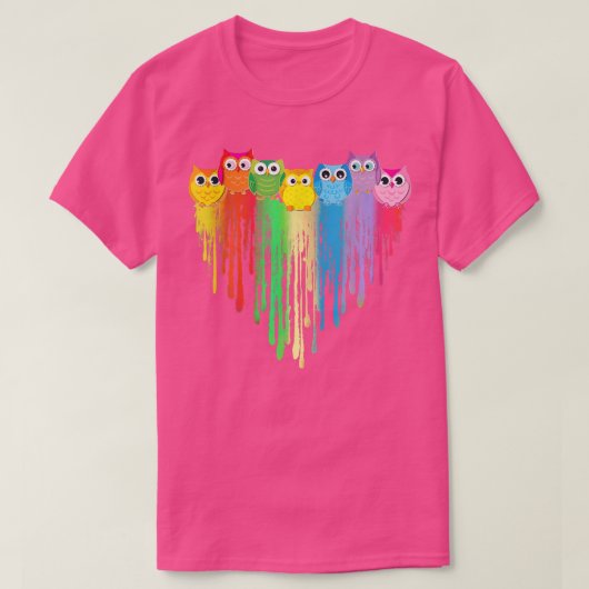 かわいいフクロウハートLGBTQ誇りを持ったゲイプライド月色譜 Tシャツ (デザイン正面)