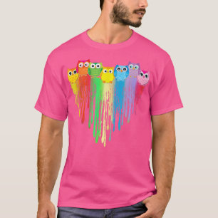 かわいいフクロウハートLGBTQ誇りを持ったゲイプライド月色譜 Tシャツ