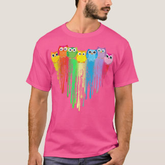 かわいいフクロウハートLGBTQ誇りを持ったゲイプライド月色譜 Tシャツ
