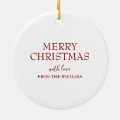 かわいいフクロウパーソナライズされたクリスマス セラミックオーナメント (裏面)