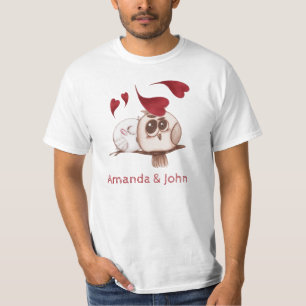 かわいいフクロウパーソナライズされたズの名前Tシャツ Tシャツ