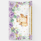 かわいいフクロウパープルフローラ赤ちゃんシャワー背景 横断幕 (縦)
