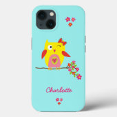 かわいいフクロウピンクの花キッズパーソナライズされた名 Case-Mate iPhoneケース (裏面)