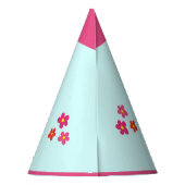 かわいいフクロウピンクの花キッズパーソナライズされた誕生日 パーティーハット (裏面)