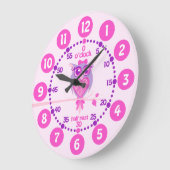 かわいいフクロウピンク紫の壁時計 ラージ壁時計 (傾斜)