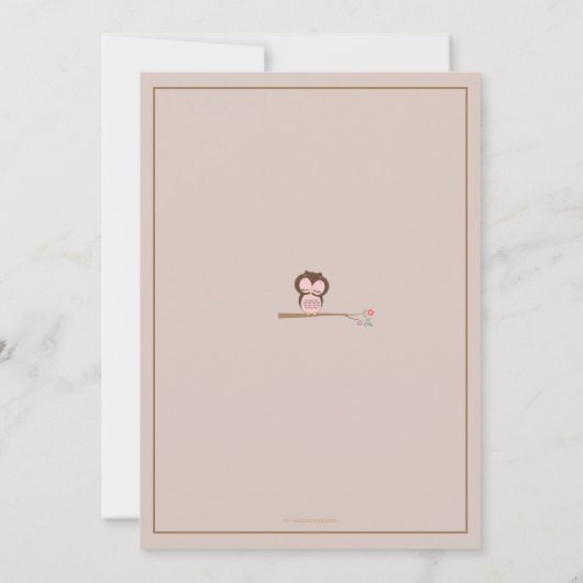 かわいいフクロウファミリーカップル赤ちゃんシャワー招待状 招待状 (裏面)