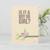 かわいいフクロウファミリーベビージェンダーリビールパーティー招待状 招待状 (スタンド正面)