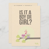 かわいいフクロウファミリーベビージェンダーリビールパーティー招待状 招待状 (正面/裏面)