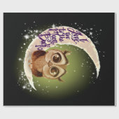 かわいいフクロウフリースブランケット月に愛し、 ラッピングペーパー (フラット)