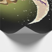 かわいいフクロウフリースブランケット月に愛し、 ラッピングペーパー (角)