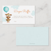 かわいいフクロウブルーベビーシャワーおむつラッフル エンクロージャーカード (正面/裏面)