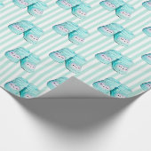 かわいいフクロウブルーベビーブーティベビーシャワーギフトラップ ラッピングペーパー (角)