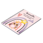 かわいいフクロウプンボホレインボー感動的ガールギフト ノートブック (左側)