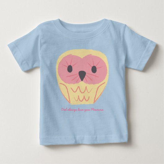 かわいいフクロウベビーオンシージョイフトベビーシャワーアイディア ベビーTシャツ (正面)