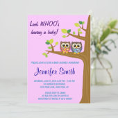 かわいいフクロウベビーシャワー招待状 招待状 (スタンド正面)