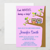 かわいいフクロウベビーシャワー招待状 招待状 (正面/裏面)