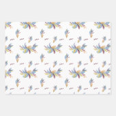 かわいいフクロウベージュと青い水彩 ラッピングペーパーシート (正面2)