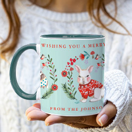 かわいいフクロウラビットペンギンクリスマスホリデー名 マグカップ