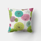 かわいいフクロウレトロパターン花のデザイン クッション (裏面)