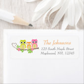 かわいいフクロウ住所 シール白 ラベル (インサイチュ)