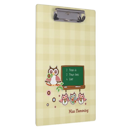 かわいいフクロウ先生感謝名前をカスタムするギフト クリップボード (右)