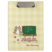 かわいいフクロウ先生感謝名前をカスタムするギフト クリップボード (正面)