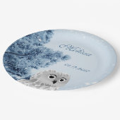 かわいいフクロウ冬の子どもたちカスタムの誕生日パーティー ペーパープレート (アングル)