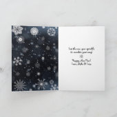 かわいいフクロウ冬の雪の素晴らしい新年の夜 シーズンカード (内部)