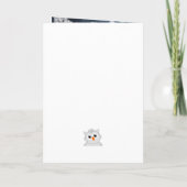 かわいいフクロウ冬の雪の素晴らしい新年の夜 シーズンカード (裏面)