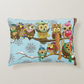 かわいいフクロウ冬の雪の結晶 アクセントクッション (正面)