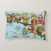 かわいいフクロウ冬の雪の結晶 アクセントクッション (裏面)