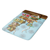 かわいいフクロウ冬の雪の結晶 バスマット (アングル)