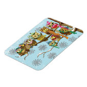 かわいいフクロウ冬の雪の結晶 マグネット (左側)