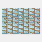 かわいいフクロウ冬の雪の結晶 ラッピングペーパーシート (正面3)