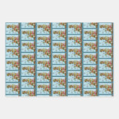 かわいいフクロウ冬の雪の結晶 ラッピングペーパーシート (正面2)