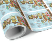 かわいいフクロウ冬の雪の結晶 ラッピングペーパー (ロールコーナー)