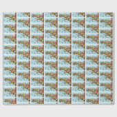 かわいいフクロウ冬の雪の結晶 ラッピングペーパー (フラット)