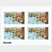 かわいいフクロウ冬の雪の結晶 長方形シール (シート)