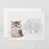かわいいフクロウ冬の雪クリスマスホリデーカード シーズンポストカード (正面/裏面)