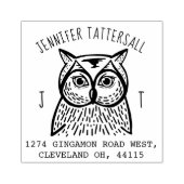 かわいいフクロウ動物モノグラム&ネーム差出人住所 ラバースタンプ (インプリント)