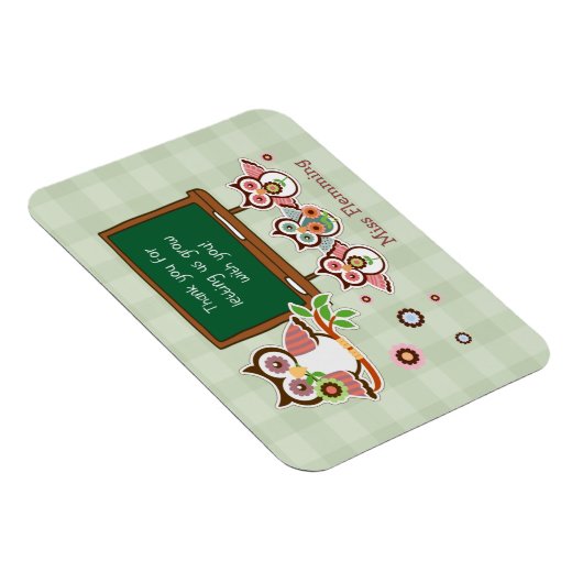 かわいいフクロウ名前をカスタムする先生感謝 マグネット (右側)