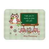 かわいいフクロウ名前をカスタムする先生感謝 マグネット (横)