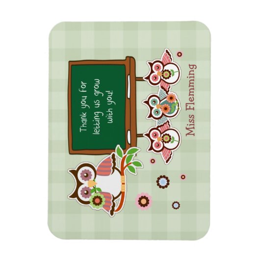 かわいいフクロウ名前をカスタムする先生感謝 マグネット (縦)