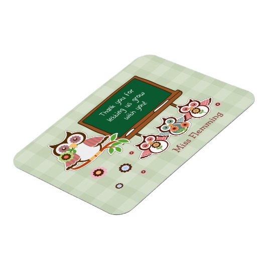 かわいいフクロウ名前をカスタムする先生感謝 マグネット (左側)