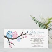 かわいいフクロウ夫婦の赤ちゃんシャワー 招待状 (スタンド正面)