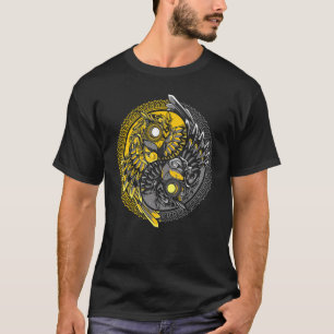 かわいいフクロウ女性男性神秘的な陰陽フクロウ Tシャツ