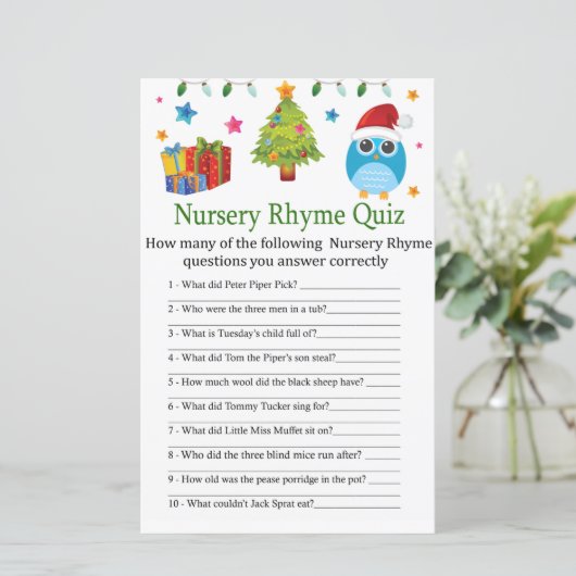 かわいいフクロウ子供部屋韻クイズ赤ちゃんシャワーゲーム (スタンド正面)