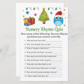 かわいいフクロウ子供部屋韻クイズ赤ちゃんシャワーゲーム (正面/裏面)